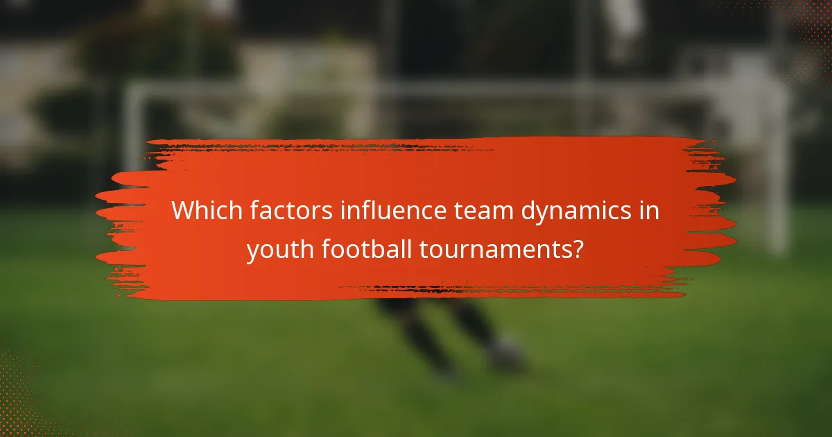 Which factors influence team dynamics in youth football tournaments?